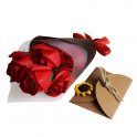 Kytice z mýdla - červená věčná růže mýdlová 7 růží + dárkový box