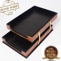 Dulang pejabat - dulang dokumen kayu rosewood dengan kulit (Buatan Tangan)