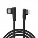 „Apple Lightning“ kabelis, skirtas visų „iPhone“ modelių įkrovimui mobiliuoju telefonu, su 90 ° jungtimi ir 1 m ilgio jungtimi