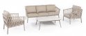 Луксозна градинска мека мебел - Модерен диван в кремав цвят за 5 човека + холна маса