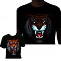 T-shirt LED - Tiger (testa) incandescente + maglietta lampeggiante