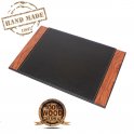 Leren bureauonderlegger - Luxe schrijfmat (palissander + leer) handgemaakt