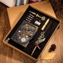 Luksuzni poklon set STEAMPUNK Feather Dip Pen set + 5 pera + Notebook + Pečat