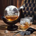 Whisky globe dekanter készlet hajóval - 1 whiskys kancsó + 2 pohár és 9 kő