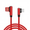 USB Type C-kabelstik med 90 ° design og 1 m længde i strikket design