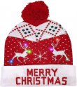قبعة عيد الميلاد الشتوية مع كرات بوم بوم - قبعة صغيرة مضيئة مع مصابيح LED - عيد ميلاد سعيد