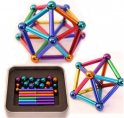Batang pelbagai warna magnetik 36pcs + Bola perak 27pcs