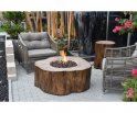 Baumstumpf-Feuerstelle – Moderner Tisch mit Gaskamin aus Gussbeton – Braun