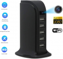 USB power bank 5 พอร์ตพร้อมกล้องสอดแนม Wi-Fi FULL HD + หน่วยความจำ 16GB