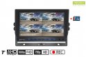 Hibridinis 7 colių automobilio monitorius: 4-CH, AHD / CVBS su „micro SD“ kortelių įrašymu (iki 256 GB) 4 kameroms