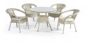 Sentado en el jardín - mesa redonda y sillas - muebles de ratán lujosos y elegantes para 4 personas
