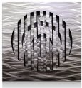 Wandmalerei aus Metall – Silberne Wandkunst – bunte LED-Hintergrundbeleuchtung in 20 RGB-Farben – Kreis 50 x 50 cm