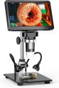 Mikroskop 1200x zoom přiblížení digitální s nastavitelnými LED světly + stojanem + 7" displej