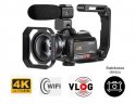 4K-kamera Ordro AC5 med 12x optisk zoom, WiFi + makroobjektiv + LED-lys + etui (FULL SET)