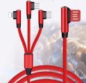 Strikket 3V1 ladekabel med 90 ° design av kontakt - Micro USB, Lightning, USB-C med lengde 1,5 m