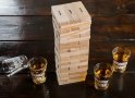 Jenga věž dřevěná se 4 skleničkami na shoty - společenská párty hra pro 2 - 4 hráče