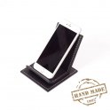 Support mobile - support en cuir de luxe pour smartphone de couleur noire