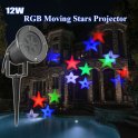 Projektor gwiazd RGB - Zewnętrzny projektor świąteczny - Światła LED - Kolorowe ruchome gwiazdki 12W (IP65)