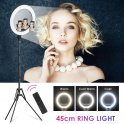Ringlys med stativ (stativ) 72 cm til 190 cm - LED selfie cirkulær lampe 45 cm i diameter