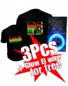 Koop 3 Led-t-shirts en ontvang 1 Glow El Wire gratis