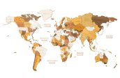 Большая деревянная карта мира 4D - Большие настенные карты из дерева 300x150см - ОРИГИНАЛ