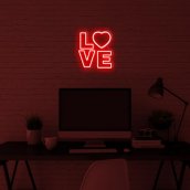 Neon-LED-Schild an der Wand - 3D-Logo LOVE 50 cm