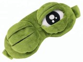 Childrens sleep mask - kids eye mask with sleep band - Green frog plush