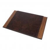 Tapete de mesa Conjunto de luxo 8 unidades para mesa de escritório - (nogueira + couro marrom)