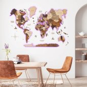 Mapa de pared de madera LED con retroiluminación LED RGB (aplicación móvil + control remoto) - 250x160 cm