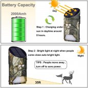 Vânătoare de lumină verde cu detectarea PIR a mișcării animalelor și a oamenilor + încărcare solară