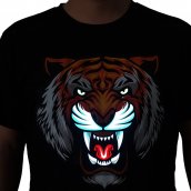 T-shirt LED - Tigre (Cabeça) brilhando + camiseta piscando