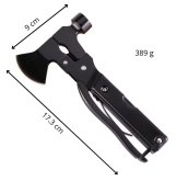 Ensemble marteau/hache multifonction - Kit d'outils de survie 17 en 1 + couteau/pince/tournevis/scie