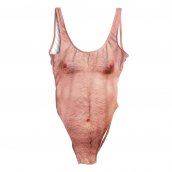 Sexy dámské plavky s potiskem mužského těla - světlé