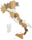 Mapa da Itália com cidades - Parede de madeira 3D/2D Mapas italianos madeira na parede