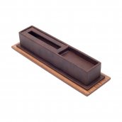 Juego de mesa de oficina - Juego de escritorio de lujo 11 piezas (madera marrón + cuero)