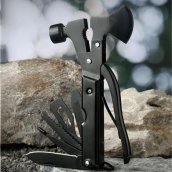 Ensemble marteau/hache multifonction - Kit d'outils de survie 17 en 1 + couteau/pince/tournevis/scie