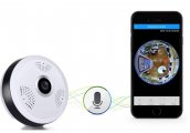 Camera panoramică de 360 ​​° cu rezoluție HD + LED-uri IR