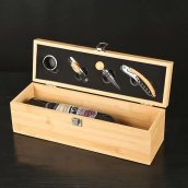 Scatola per vino in legno (casse per vino) - set regalo di lusso per vino con 4 accessori