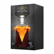 Juego de decantador de whisky de diamante: decantador de lujo con forma de diamante de 850 ml en un soporte de madera + 9 piedras