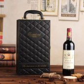 Caja regalo con vino - Set de lujo (estuches de vino) cestas eco piel para 2 botellas + accesorios