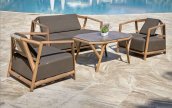 Patio furniture wooden outdoor set for terrace / garden 2x armchair + 1x sofa + 1x table - Oregon