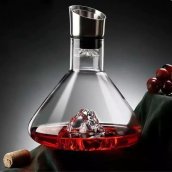 Boros dekanter - luxus boroskancsó 1500ml-es készlet ezüst hegy + tisztító golyókkal