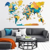 Mapa mundo 3D luxuoso - decoração de madeira - NASCER DO SOL 300 cm x 175 cm