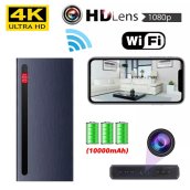 Powerbank kémkamera Wifi / P2P 4K + 10000 mAh akkumulátorral + éjszakai látás 6x IR LED-del