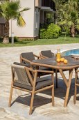 Garden terrace seating dining set - Patio outdoor table set + 6 elegant chairs - LUNA