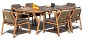 Garden terrace seating dining set - Patio outdoor table set + 6 elegant chairs - LUNA