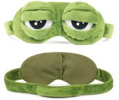 Childrens sleep mask - kids eye mask with sleep band - Green frog plush