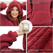 Manta de televisión con capucha y bolsillo tipo canguro para casa - Cómoda manta sudadera con mangas