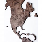 Wall map of the world - color dark walnut 200 cm x 120 cm