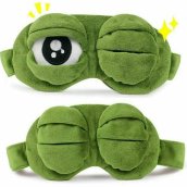 Childrens sleep mask - kids eye mask with sleep band - Green frog plush